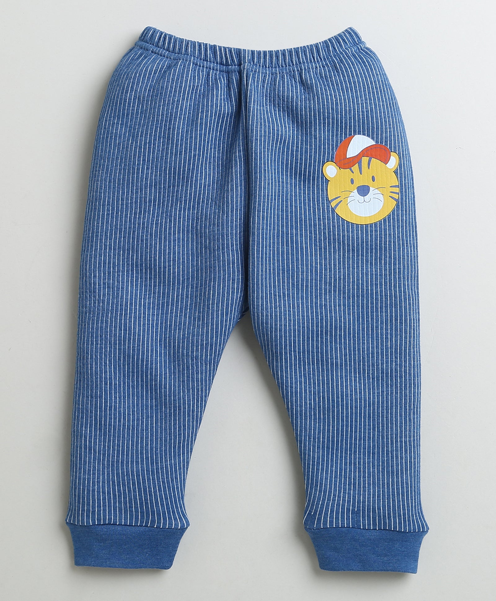 Boys Cotton Blend Solid Thermal Jogger - White & Indigo Blue