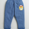 Boys Cotton Blend Solid Thermal Jogger - White & Indigo Blue