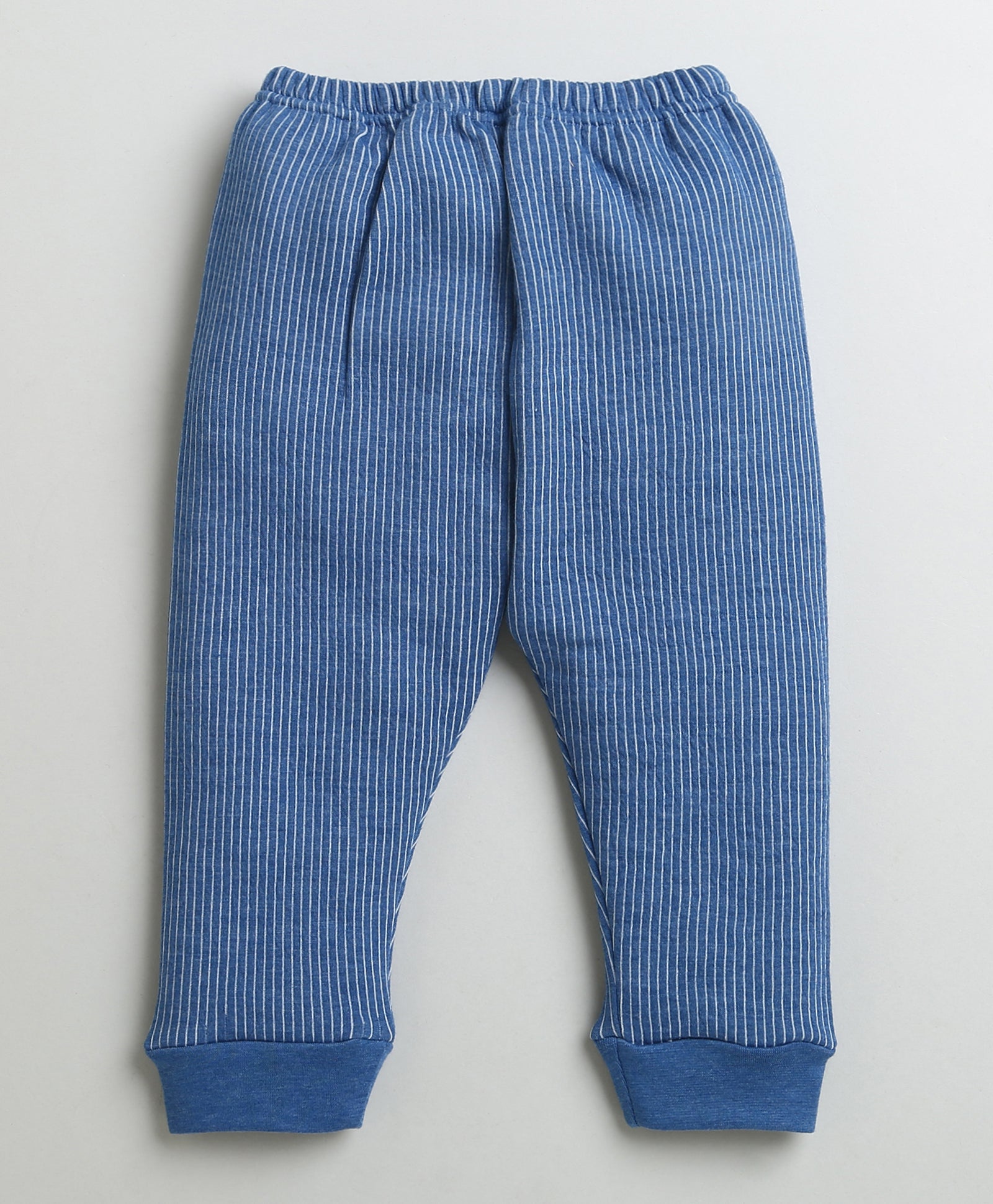 Boys Cotton Blend Solid Thermal Jogger - White & Indigo Blue