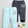 Boys Cotton Blend Solid Thermal Jogger - Sky Blue & Charcoal Grey