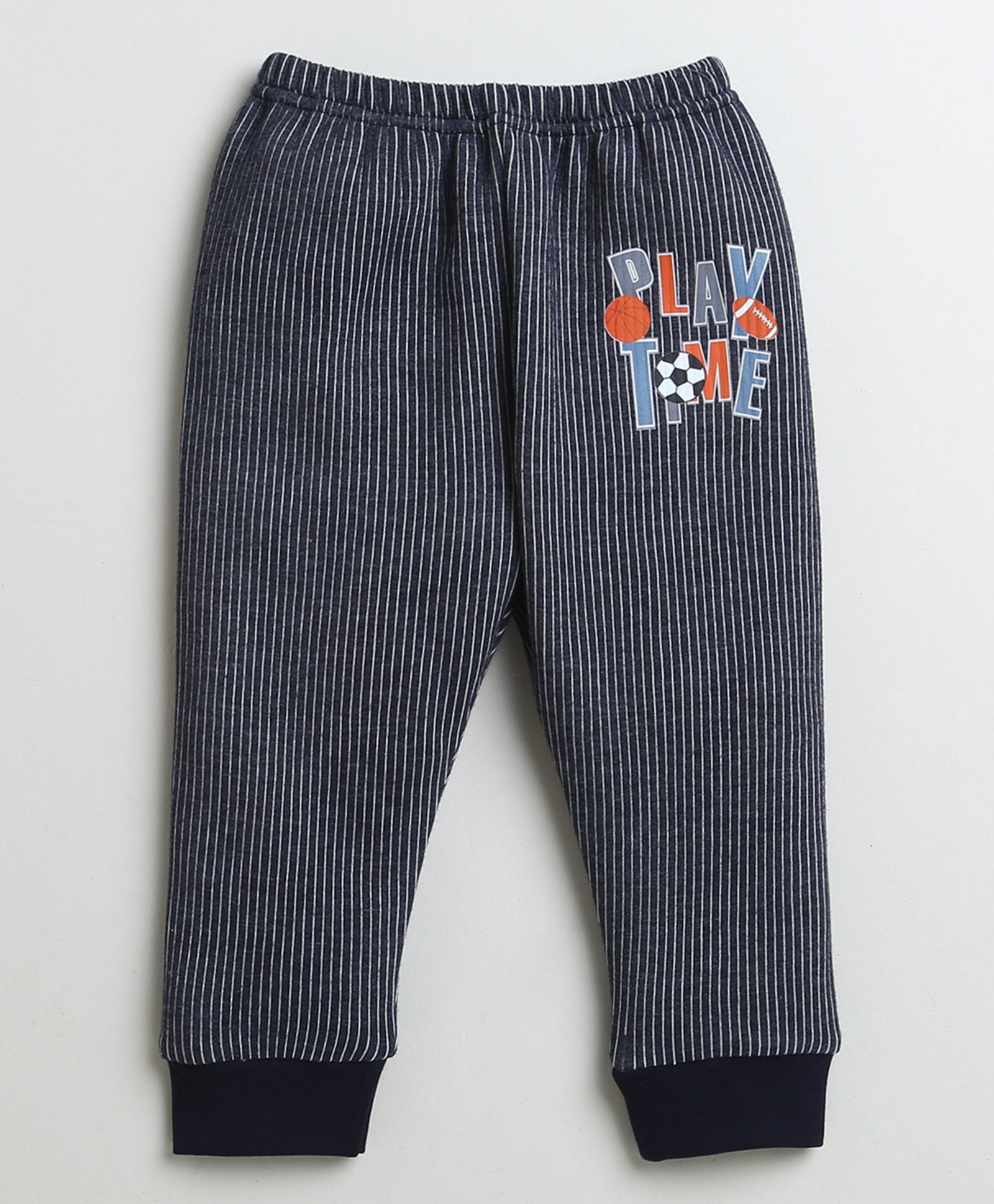 Boys Cotton Blend Solid Thermal Jogger - Sky Blue & Charcoal Grey