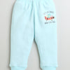 Boys Cotton Blend Solid Thermal Jogger - Sky Blue & Charcoal Grey