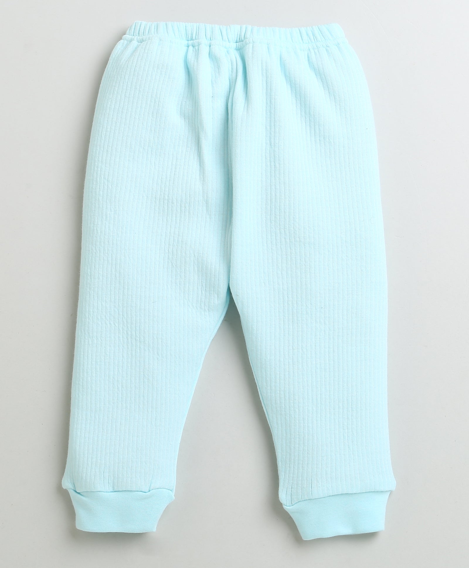 Boys Cotton Blend Solid Thermal Jogger - Sky Blue & Charcoal Grey