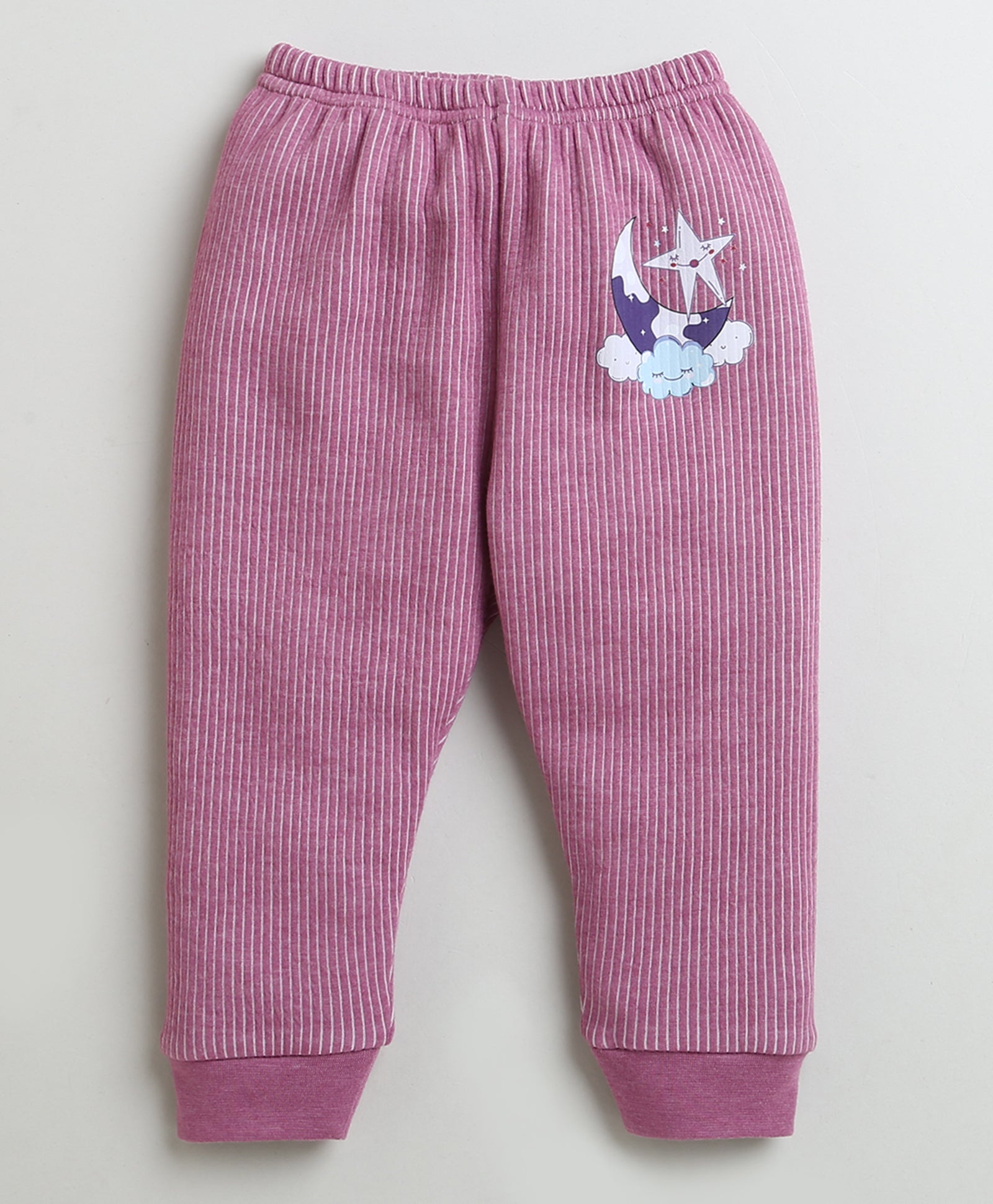 Girls Cotton Blend Solid Thermal Jogger - Dark Pink & Mauve