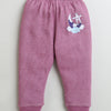 Girls Cotton Blend Solid Thermal Jogger - Dark Pink & Mauve