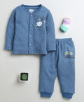 Bumzee Indigo Blue Thermal Jabla & Jogger Set, Full Sleeves, Cotton Blend