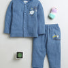 Boys Cotton Blend Solid Thermal Jabla & Jogger Set - Indigo Blue