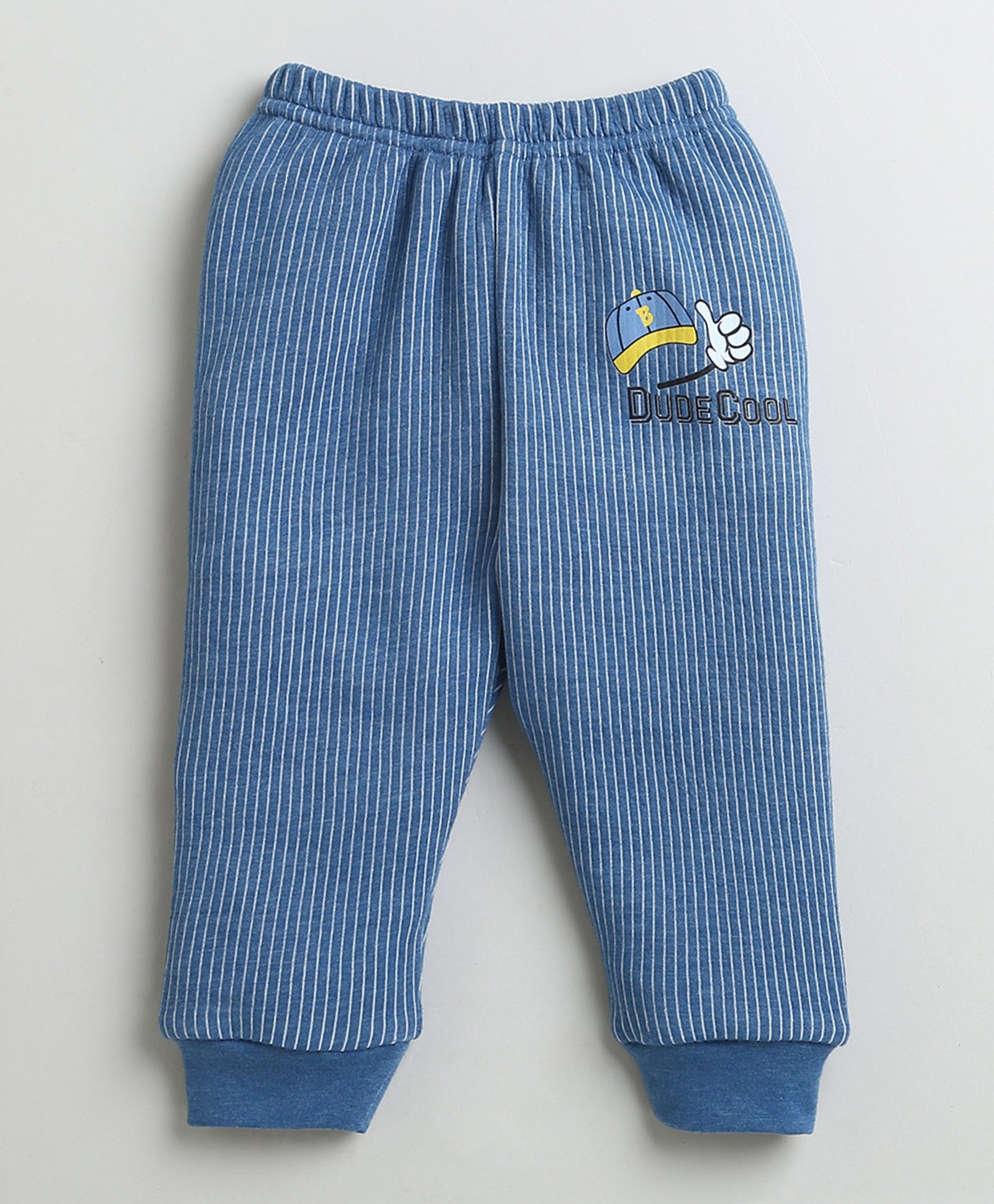 Boys Cotton Blend Solid Thermal Jabla & Jogger Set - Indigo Blue