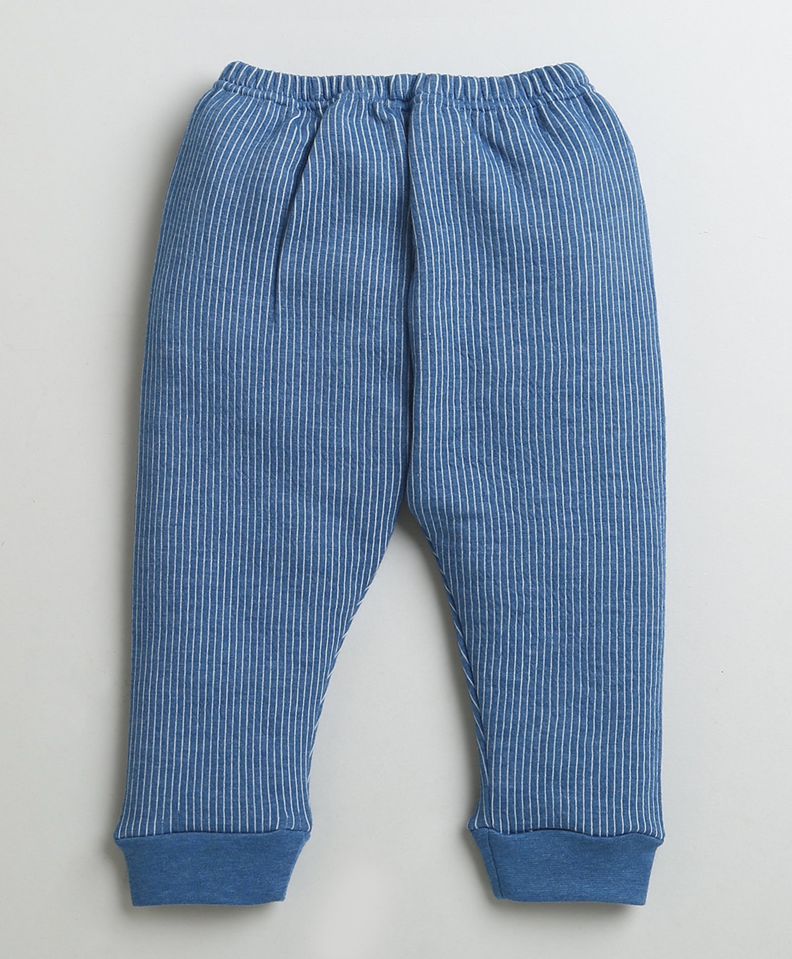 Boys Cotton Blend Solid Thermal Jabla & Jogger Set - Indigo Blue