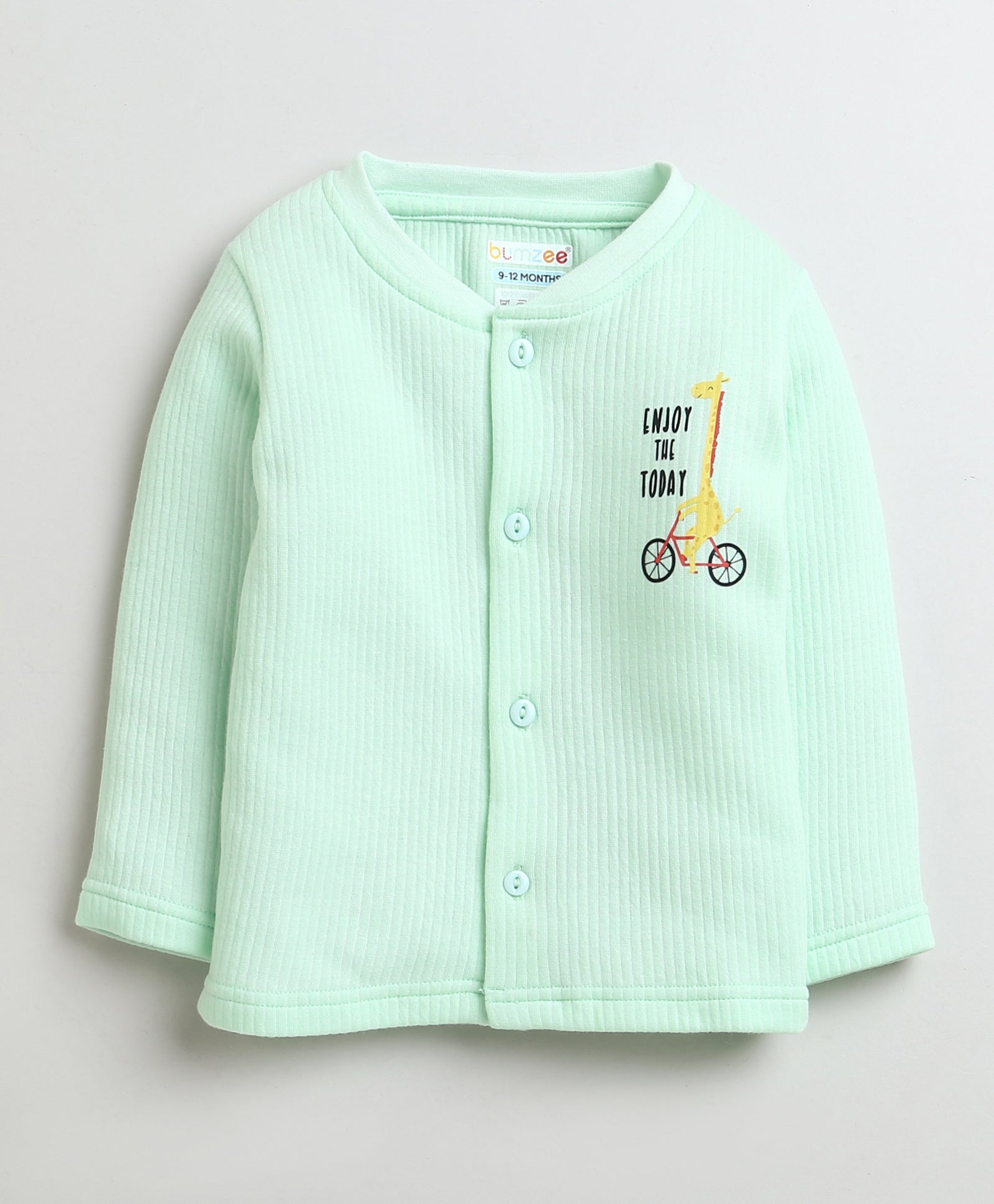 Boys Cotton Blend Solid Thermal Jabla & Jogger Set - Mint Green