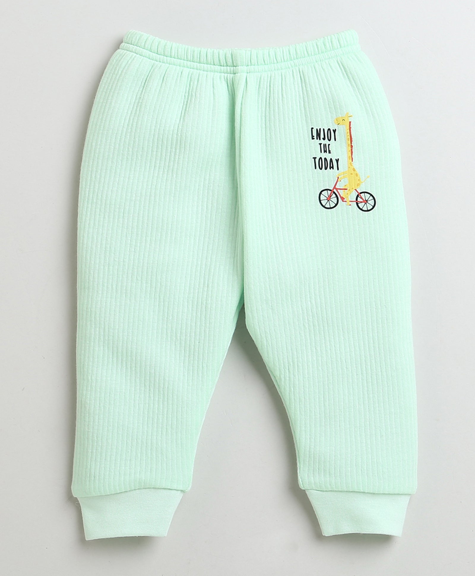 Boys Cotton Blend Solid Thermal Jabla & Jogger Set - Mint Green
