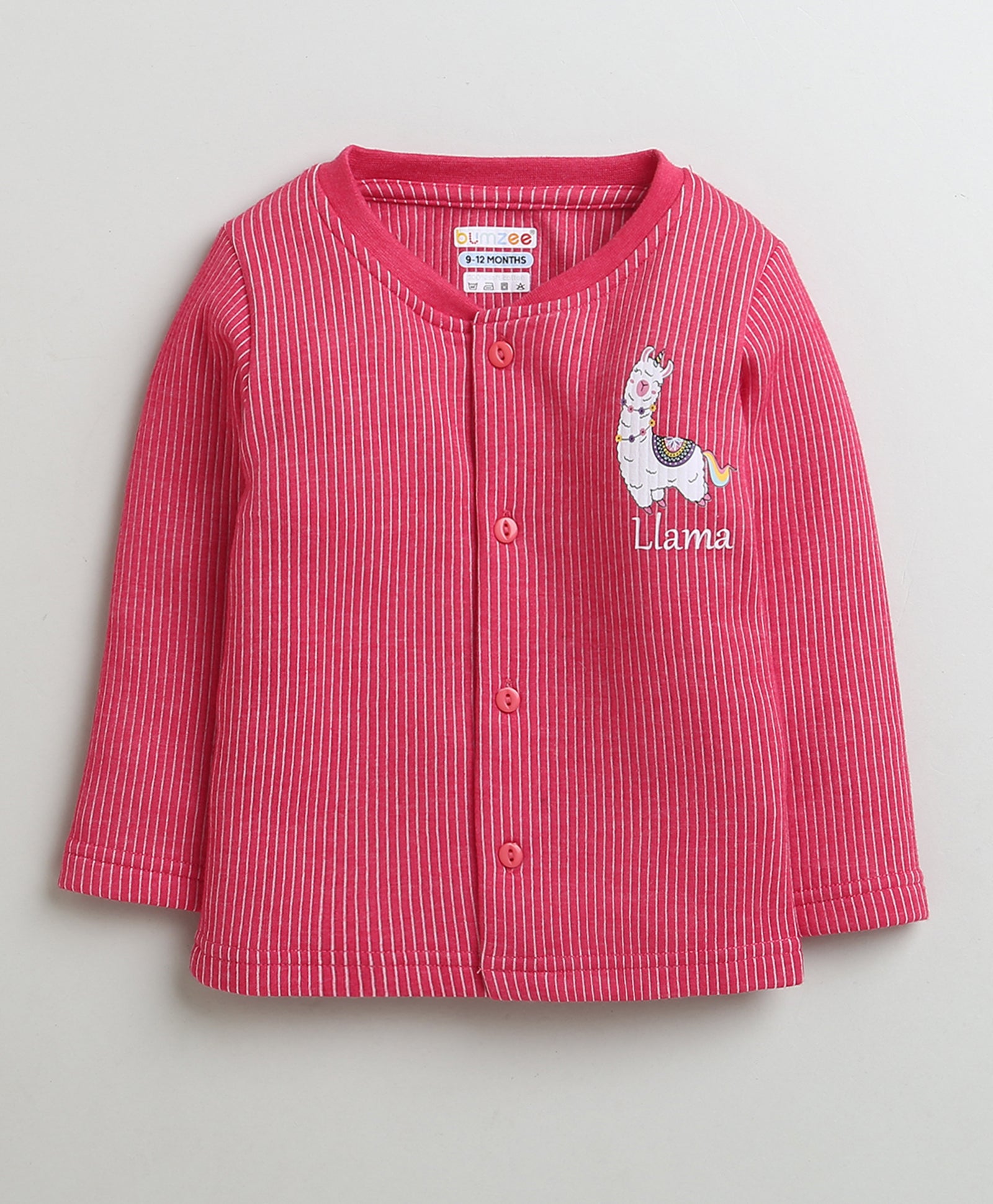 Girls Cotton Blend Solid Thermal Jabla & Jogger Set - Dark Pink