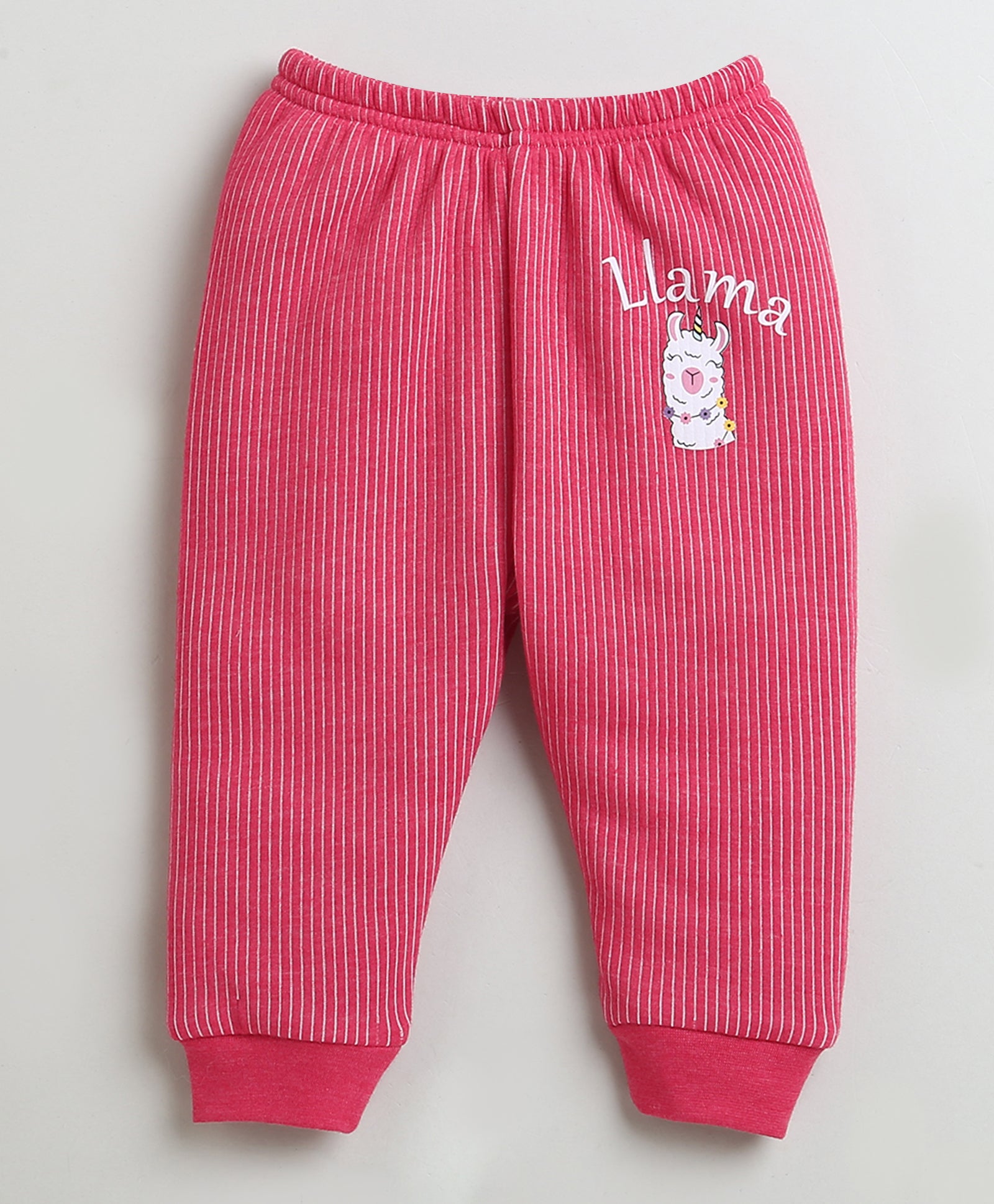 Girls Cotton Blend Solid Thermal Jabla & Jogger Set - Dark Pink