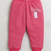Girls Cotton Blend Solid Thermal Jabla & Jogger Set - Dark Pink