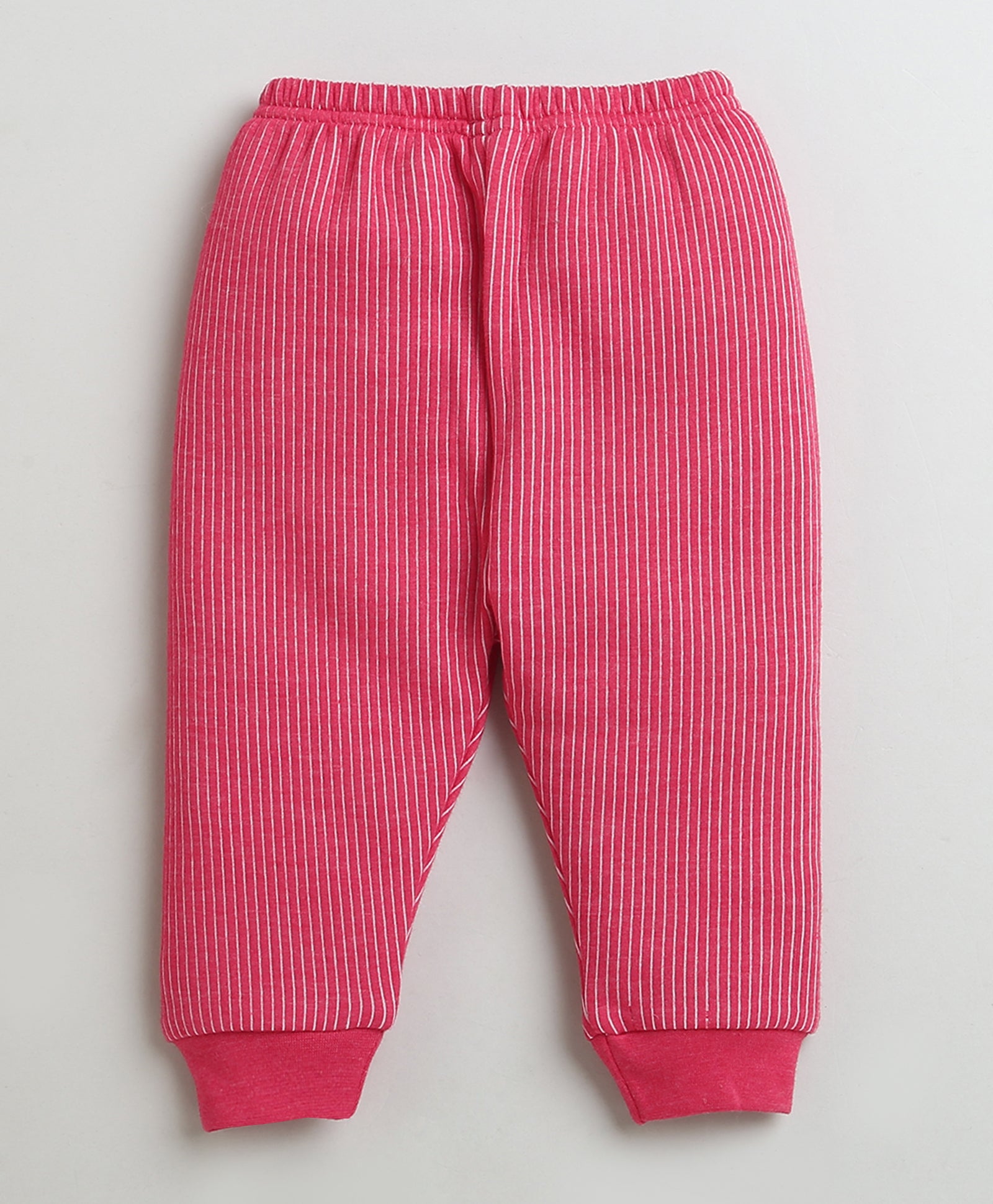 Girls Cotton Blend Solid Thermal Jabla & Jogger Set - Dark Pink