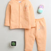 Girls Cotton Blend Solid Thermal Jabla & Jogger Set - Orange