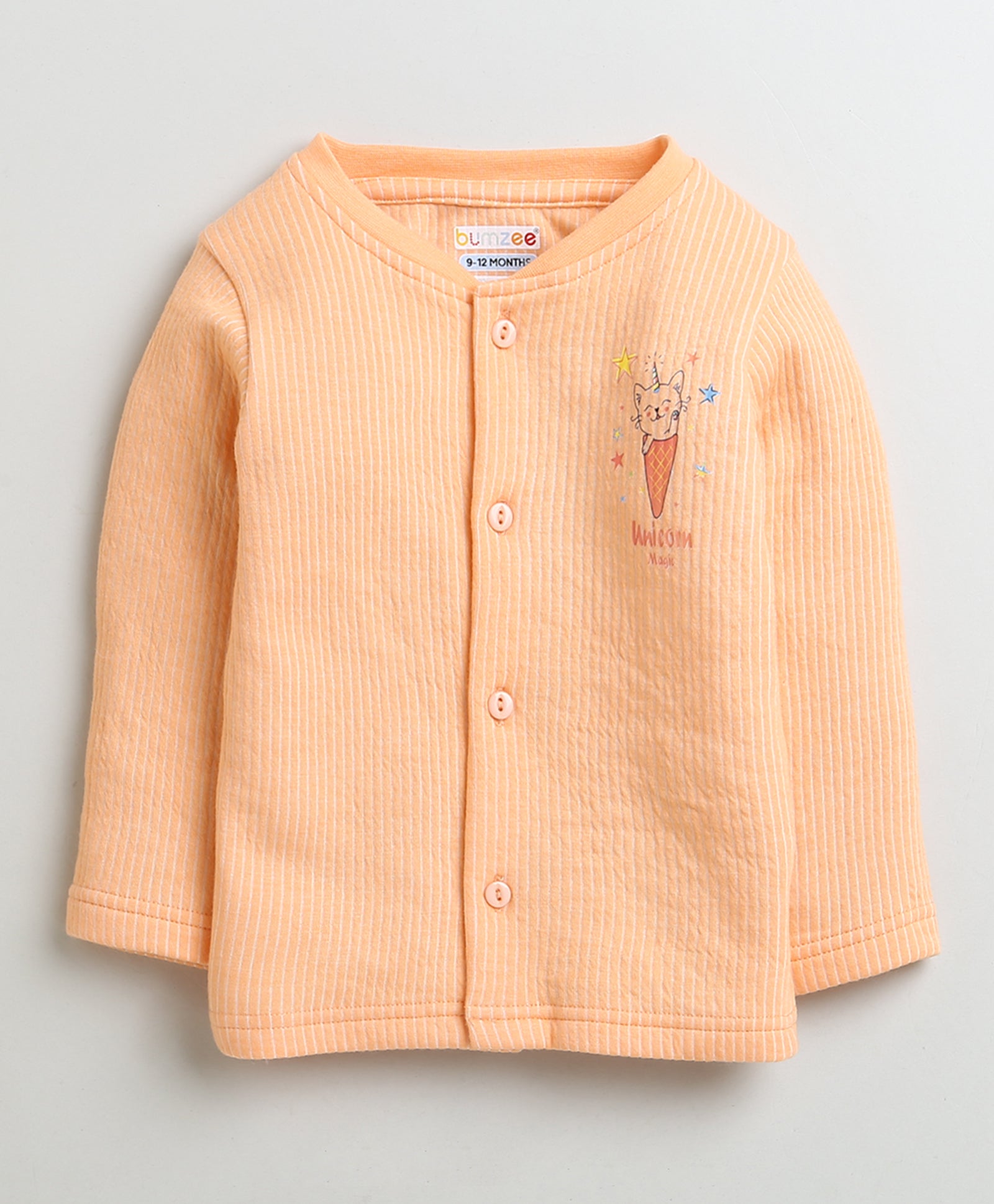 Girls Cotton Blend Solid Thermal Jabla & Jogger Set - Orange