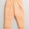 Girls Cotton Blend Solid Thermal Jabla & Jogger Set - Orange