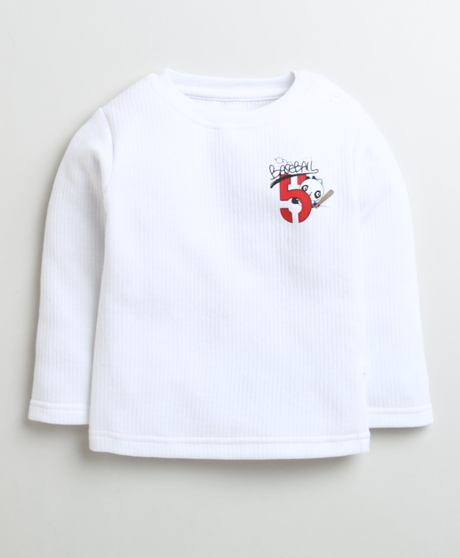 Boys Cotton Blend Solid Thermal T-Shirt & Jogger Set - White