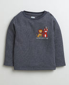 Bumzee Charcoal Grey Thermal T-Shirt & Jogger Set, Full Sleeves, Cotton Blend