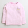 Girls Cotton Blend Solid Thermal T-Shirt & Jogger Set - Pink