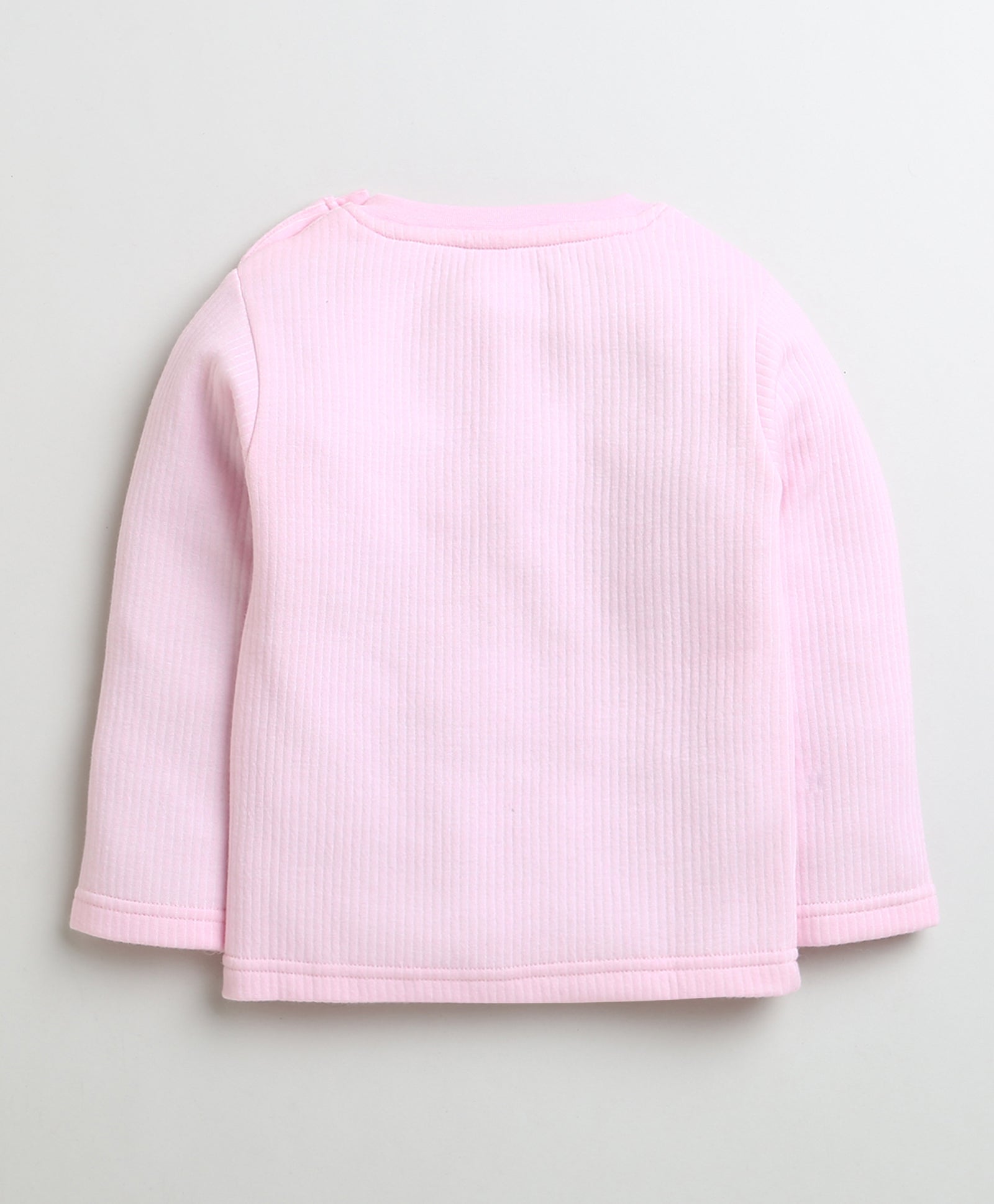 Girls Cotton Blend Solid Thermal T-Shirt & Jogger Set - Pink