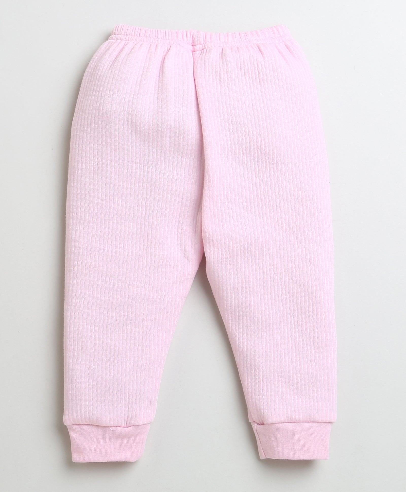 Girls Cotton Blend Solid Thermal T-Shirt & Jogger Set - Pink