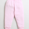 Girls Cotton Blend Solid Thermal T-Shirt & Jogger Set - Pink