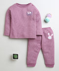 Mauve Thermal T-Shirt & Jogger Set, Full Sleeves
