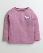 Mauve Thermal T-Shirt & Jogger Set, Full Sleeves