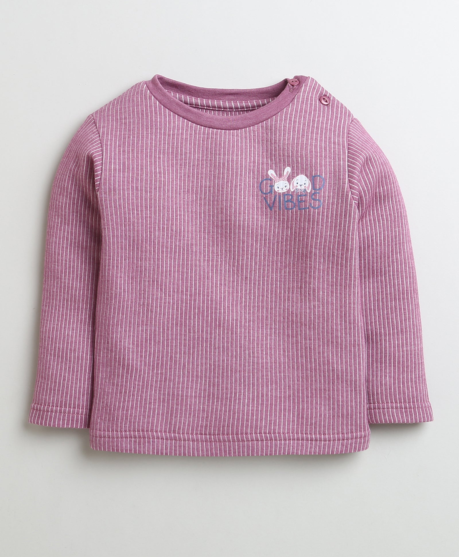 Girls Cotton Blend Solid Thermal T-Shirt & Jogger Set - Mauve