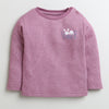 Girls Cotton Blend Solid Thermal T-Shirt & Jogger Set - Mauve