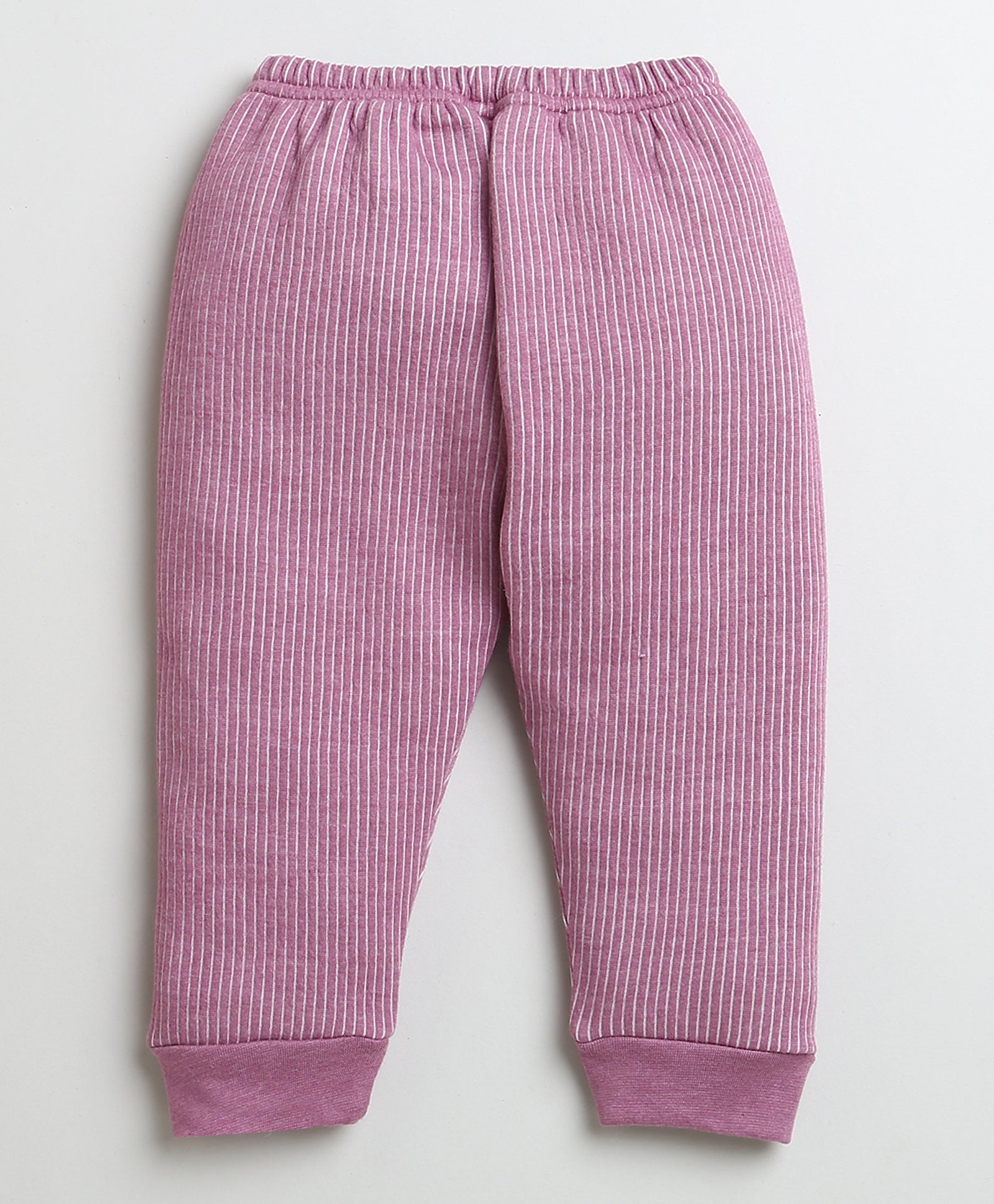 Girls Cotton Blend Solid Thermal T-Shirt & Jogger Set - Mauve
