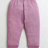 Girls Cotton Blend Solid Thermal T-Shirt & Jogger Set - Mauve