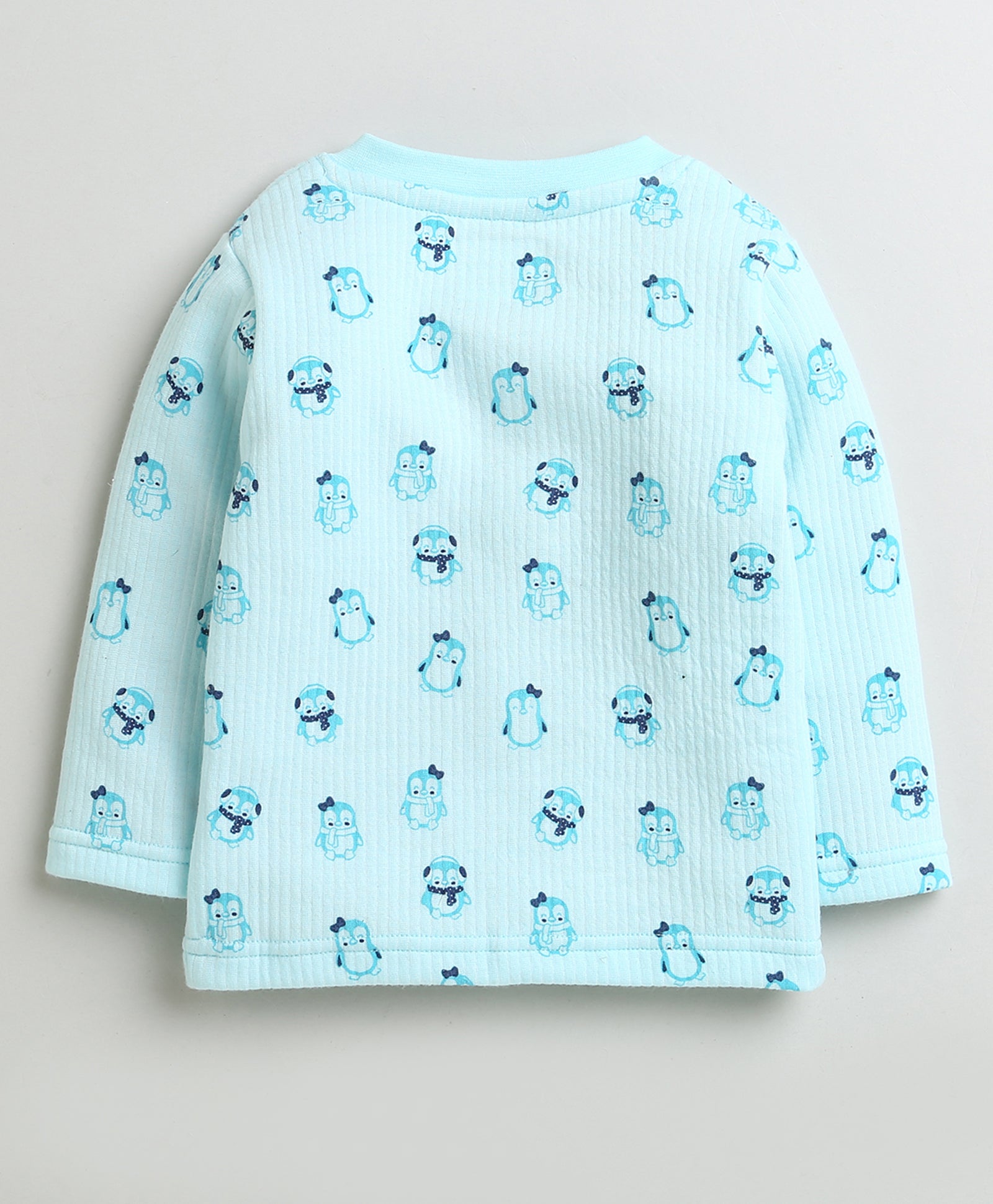 Girls Cotton Blend Penguin Thermal Jabla - Orange & Sky Blue