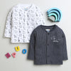 Boys Cotton Blend Jungle Theme Thermal Jabla - White & Charcoal Grey