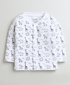 Bumzee White & Charcoal Grey Animal Print Thermal Jabla, Pack of 2, Full Sleeves