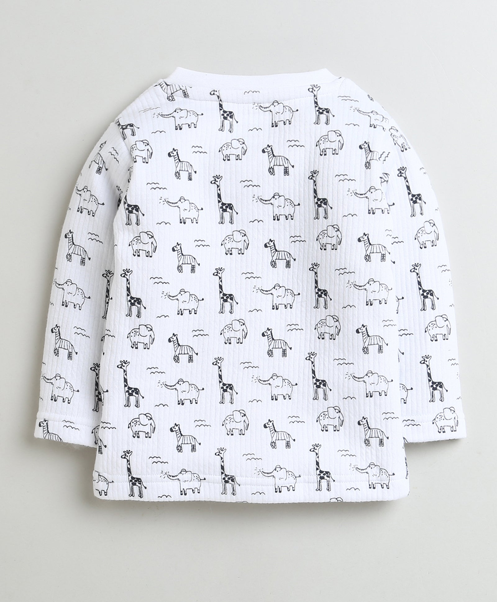 Boys Cotton Blend Jungle Theme Thermal Jabla - White & Charcoal Grey
