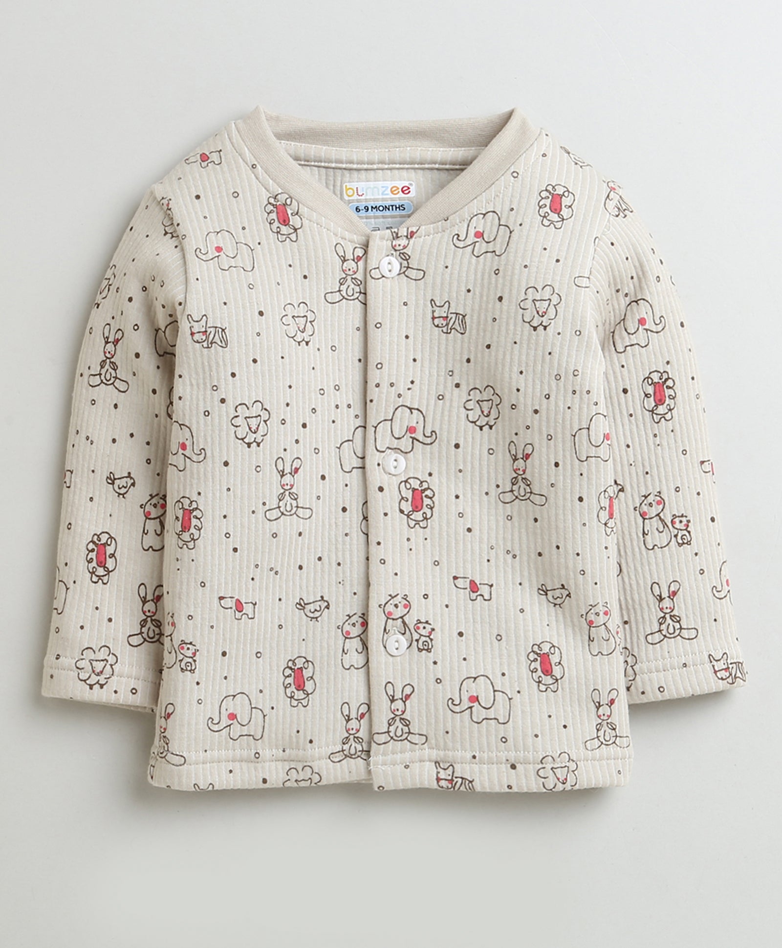 Girls Cotton Blend Elephant Thermal Jabla - Beige & Dark Pink