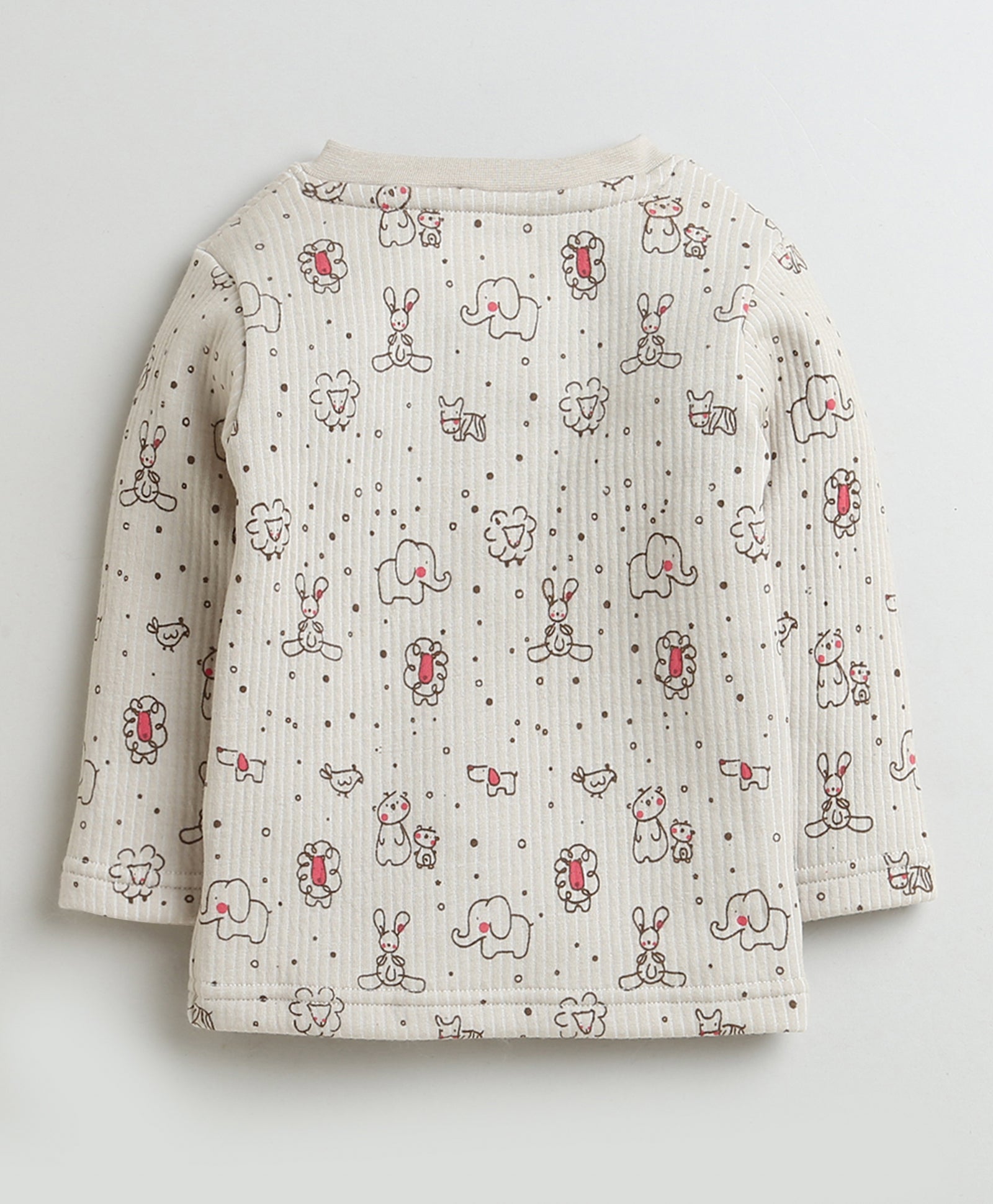 Girls Cotton Blend Elephant Thermal Jabla - Beige & Dark Pink