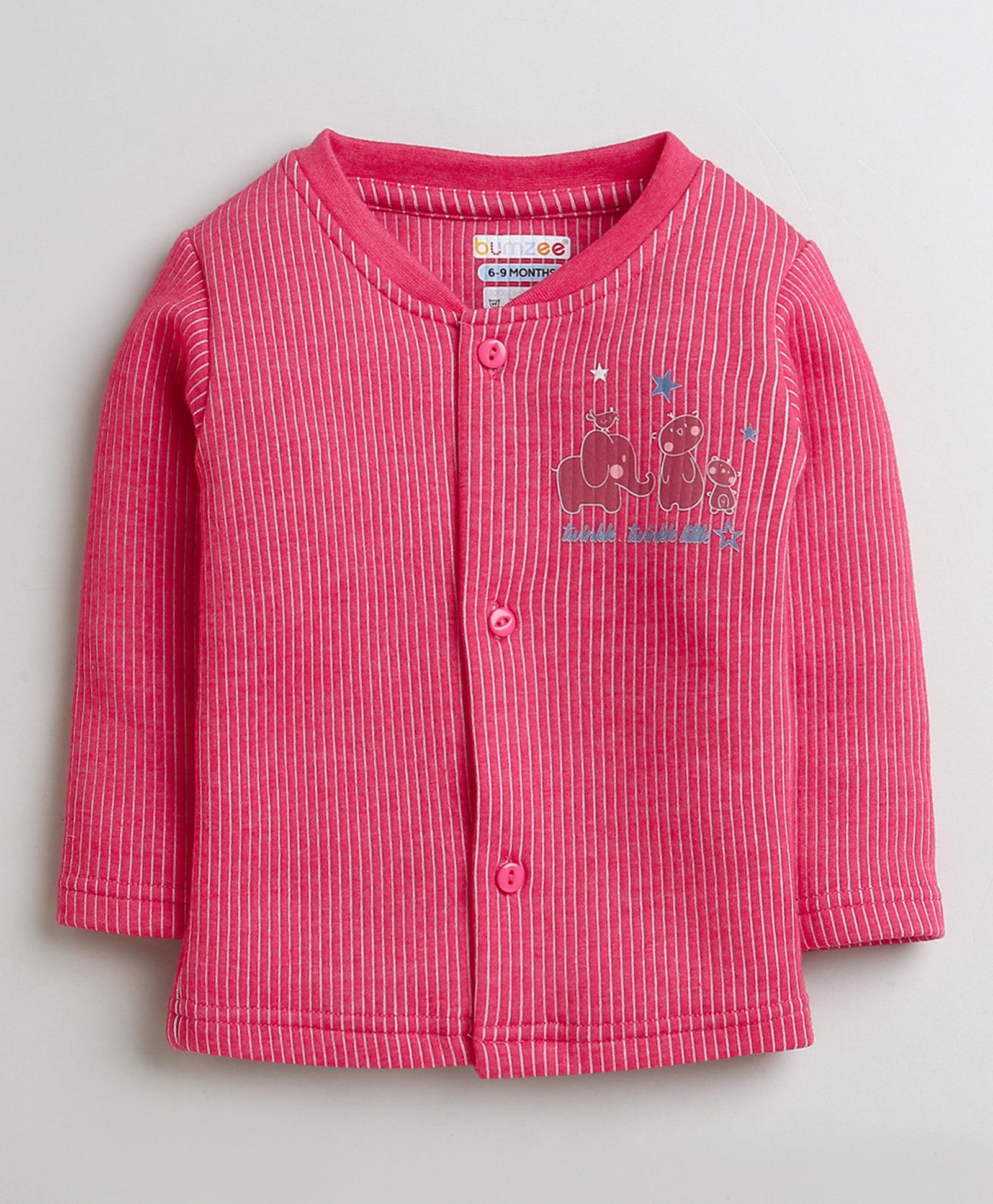 Girls Cotton Blend Elephant Thermal Jabla - Beige & Dark Pink