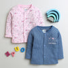Boys Cotton Blend Bunny Thermal Jabla - Pink & Indigo Blue