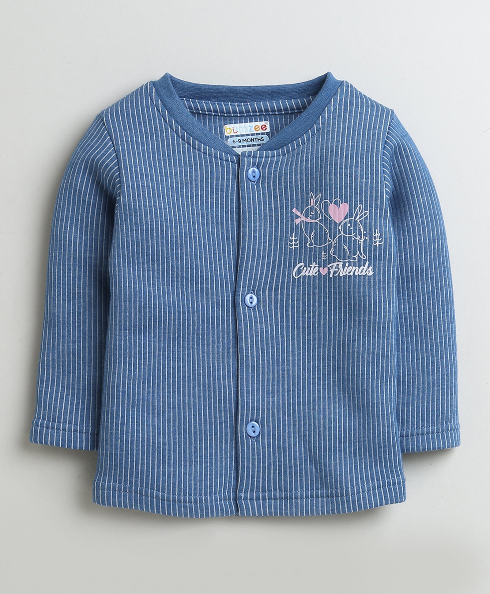 Boys Cotton Blend Bunny Thermal Jabla - Pink & Indigo Blue