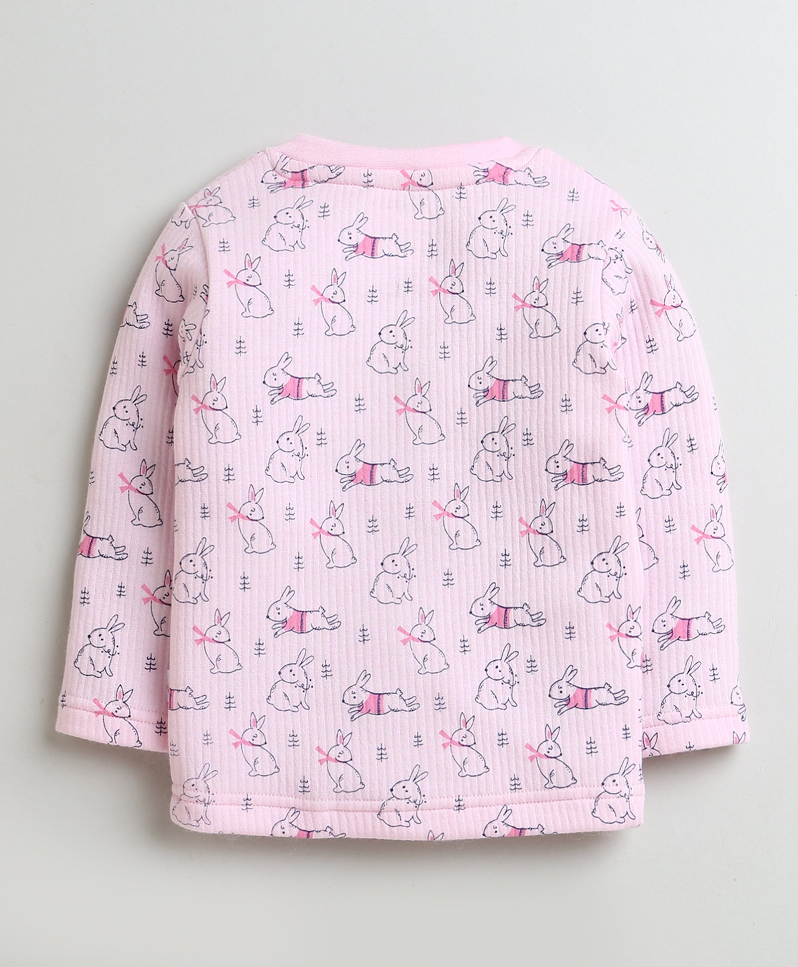 Boys Cotton Blend Bunny Thermal Jabla - Pink & Indigo Blue