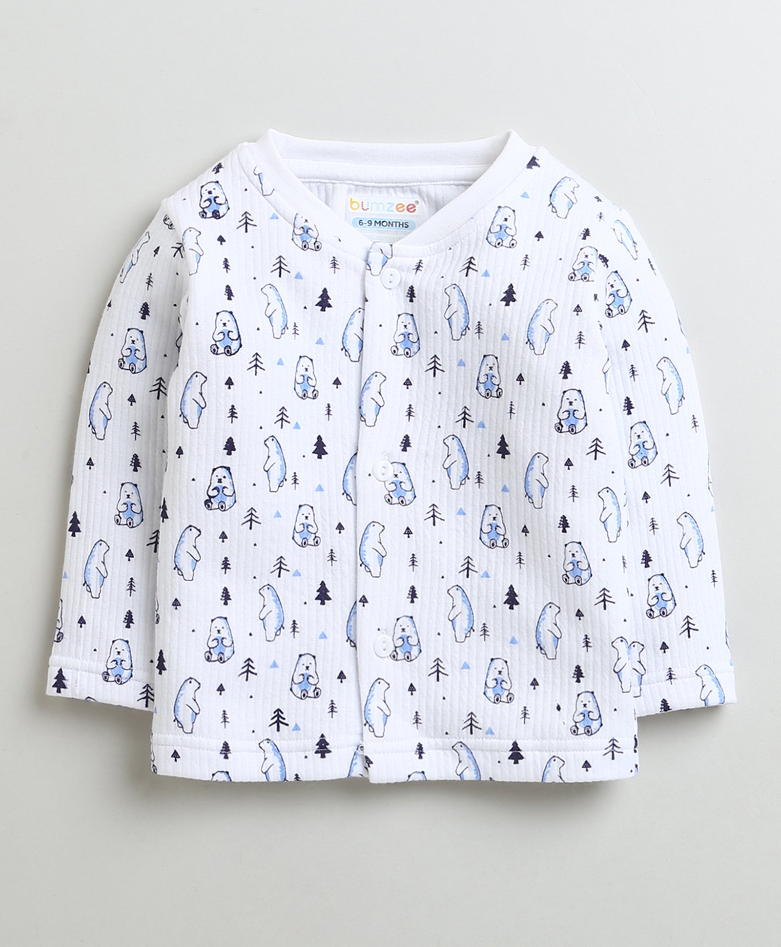 Boys Cotton Blend Bear Thermal Jabla & Jogger Set - White