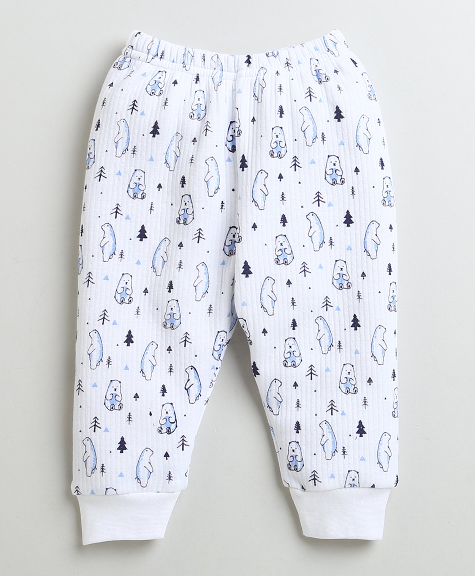 Boys Cotton Blend Bear Thermal Jabla & Jogger Set - White