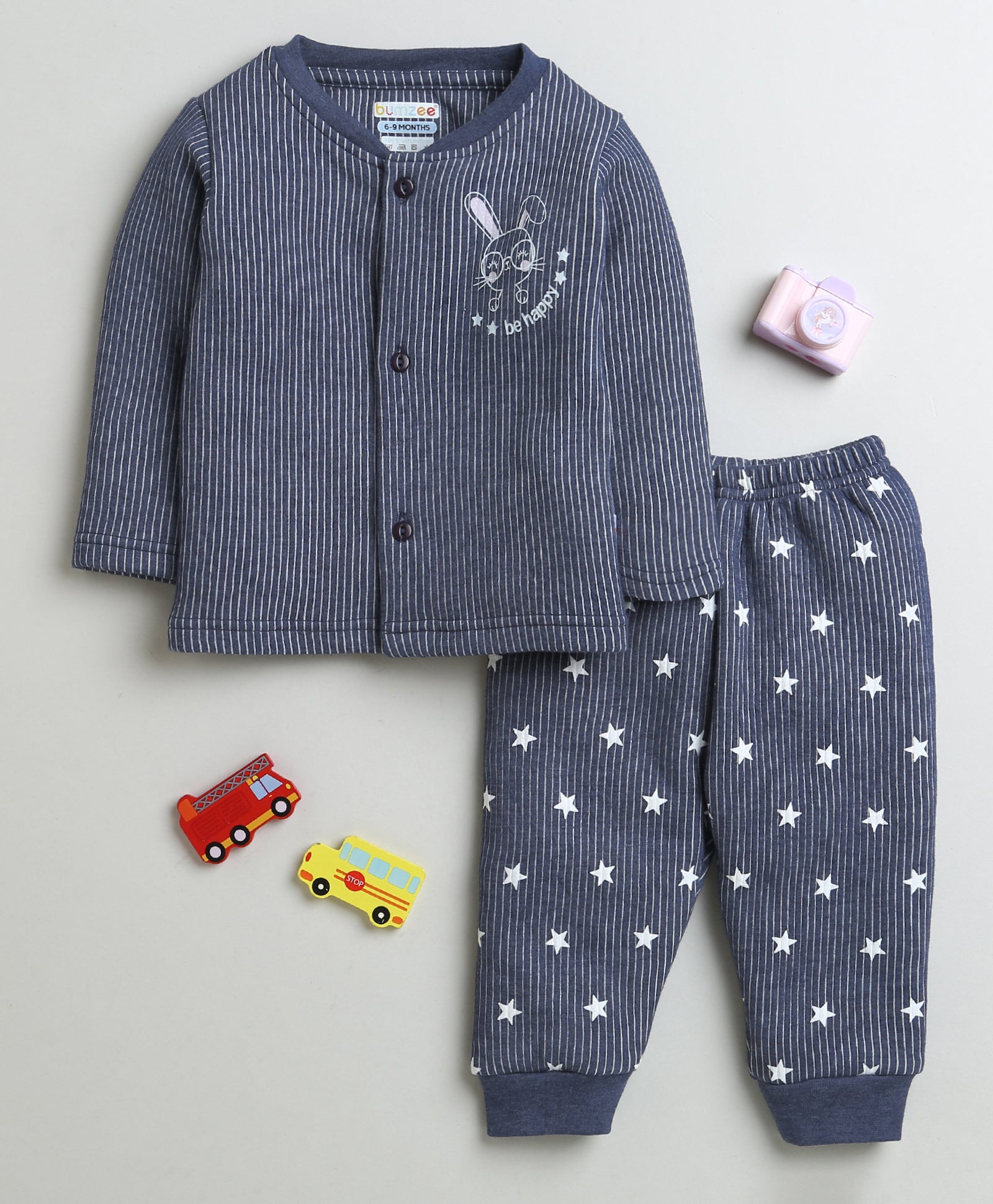 Boys Cotton Blend Star Thermal Jabla & Jogger Set - Charcoal Grey