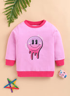 Bumzee Pink Graphic Print Sweatshirt, Full Sleeves, French Terry (Style Peb9668N)