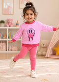 Bumzee Pink Graphic Print Sweatshirt, Full Sleeves, French Terry (Style Peb9668N)