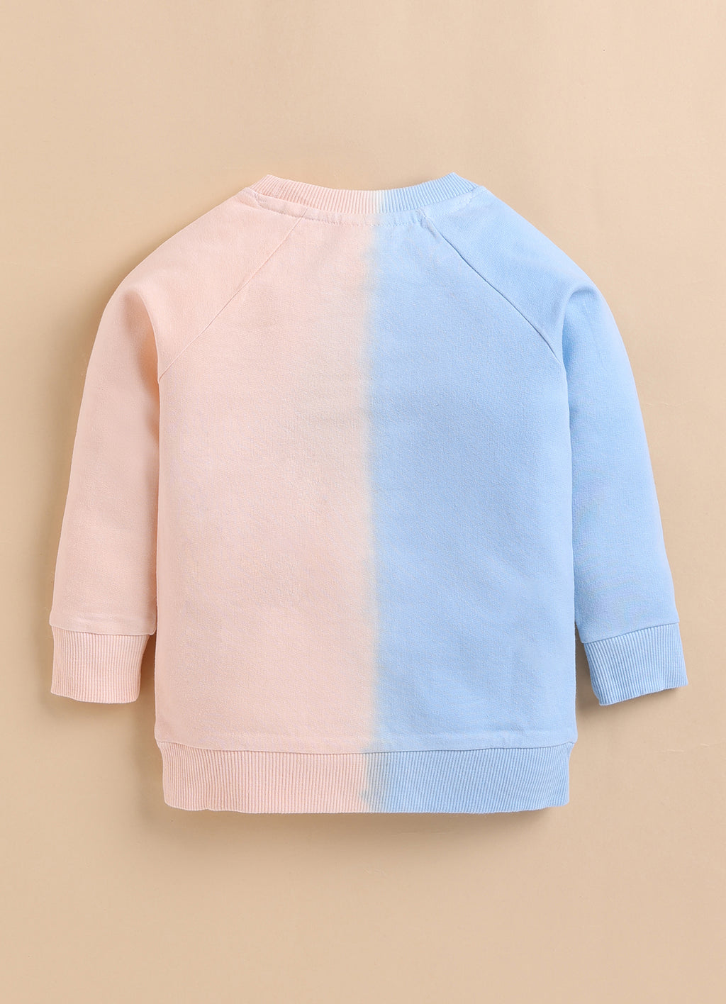Bumzee Blue & Peach Ombre Sweatshirt, Raglan Sleeves, French Terry